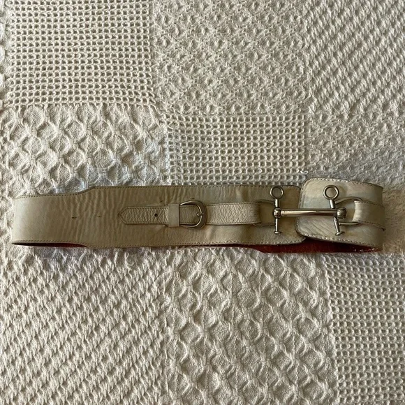 Celine | Accessories | Celine Cream Leather Belt With Silver  display picture 1